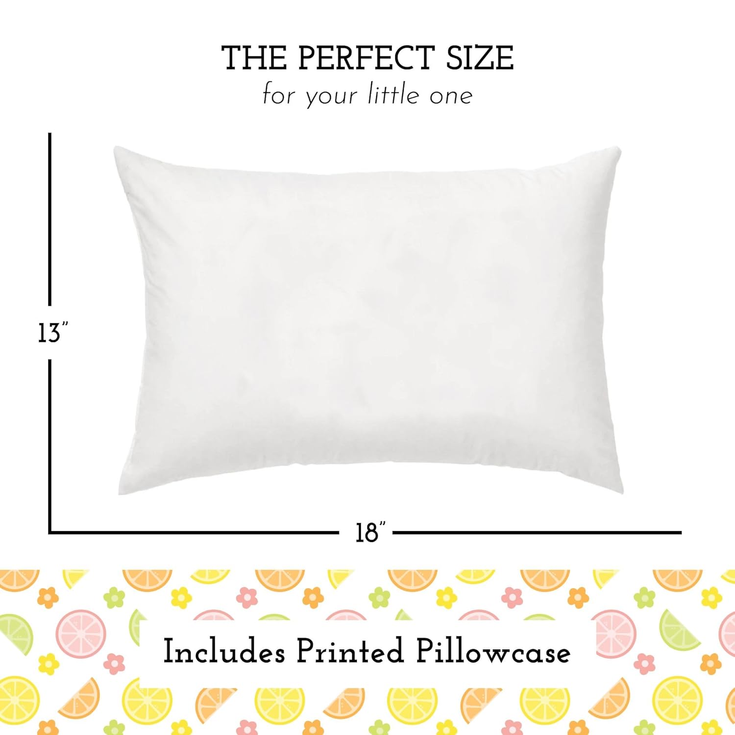 Little Sleepy Head Toddler Pillow with Pillowcase 13x18 - Kids Pillow for Sleeping - Toddler Pillow - Better Neck Support Ergonomic Pillow and Toddler Pillowcase - Best Pillows for Kids (White)