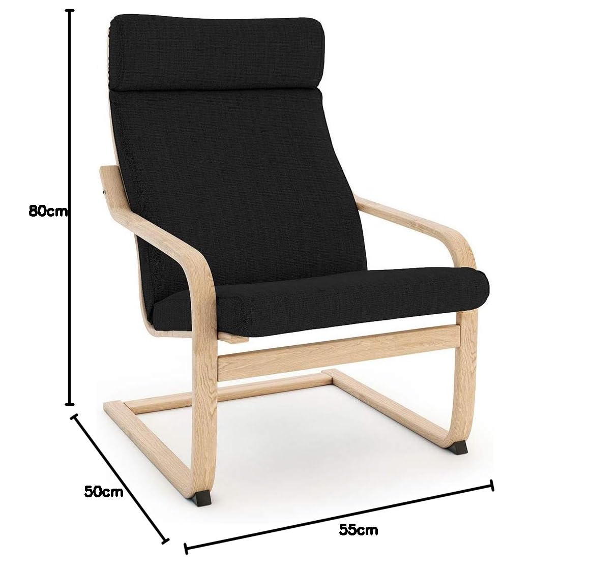 VINYLLA Fodera di ricambio per poltrona Ikea Poang (cuscino design 3, poliestere - nero)