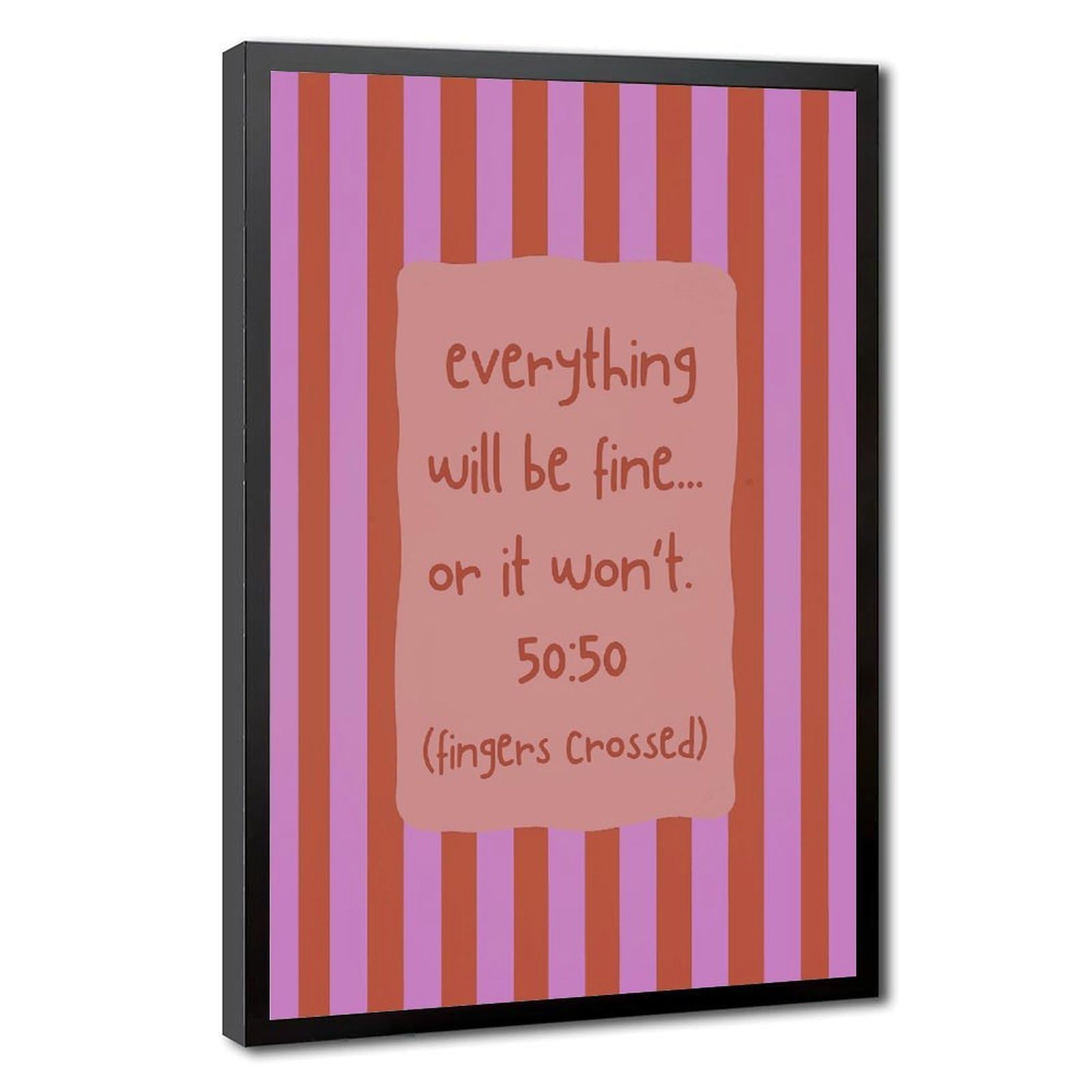 AYINUER Vertical Stripes With Text Print Canvas Poster for Home Decor Gift