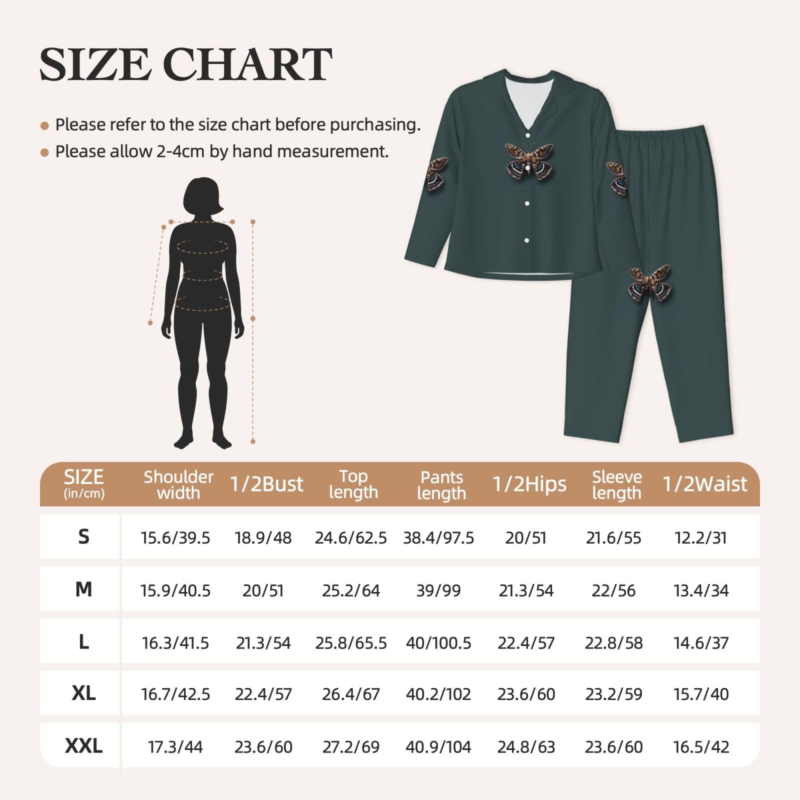 Bella stampa falena donna manica lunga pigiama set lounge pigiameria accogliente abbigliamento da notte loungewear quotidiano