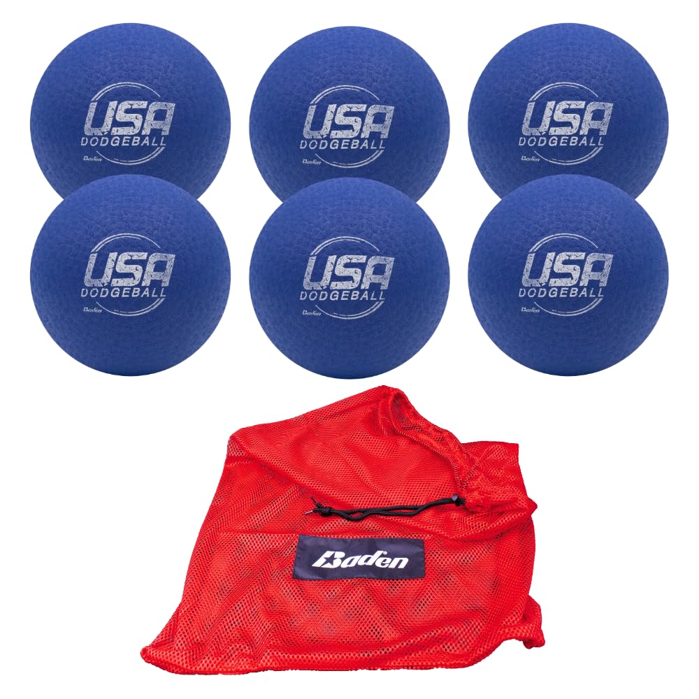 Baden | 7 inch No Sting Dodgeball | Official Ball of USA Dodgeball | Flexible, Soft Material Reduces Impact & texured Surface Improves Grip | Single or 6-Pack Options (6, Blue)