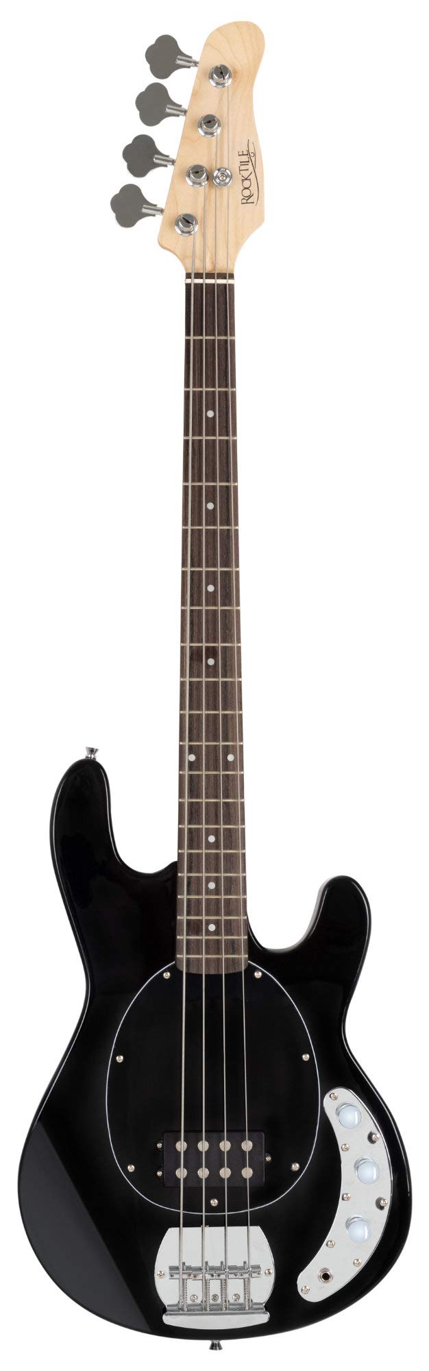 Rocktile MB-4 BK E-Bass - Body: Linde, Hals: Ahorn - Griffbrett: Technical Ebony - 2 Single Coil-Pickups im Humbucker-Format - Regler: 1x Blend, 1x Volume, 1x Tone - Schwarz