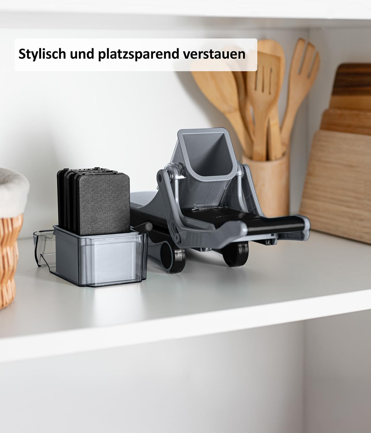 Genius Gemüseschneider Nicer Dicer Mando 12tlg., Gemüsehobel, Gemüse Schneider, Gurkenhobel, Mandoline Vegetable Chopper mit 6 austauschbaren Klingen, Küchenhobel (Rot-Grau)