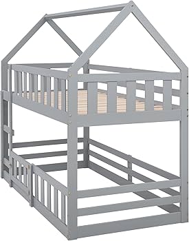 Amazon.com: Harper & Bright Designs Twin Over Twin House Bunk Bed