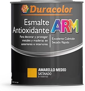 Esmalte Antioxidante ARM - Color Amarillo Medio Satinado - 750 ml - Superficie Exterior e Interior - Acabado Satinado y de Rápido Secado - Excelente Dureza y Resistencia - Duracolor