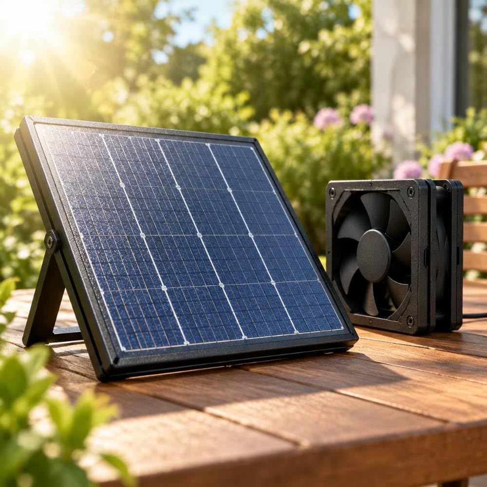 Extractor de Aire para caravanas con Panel Solar de 10W Integrado