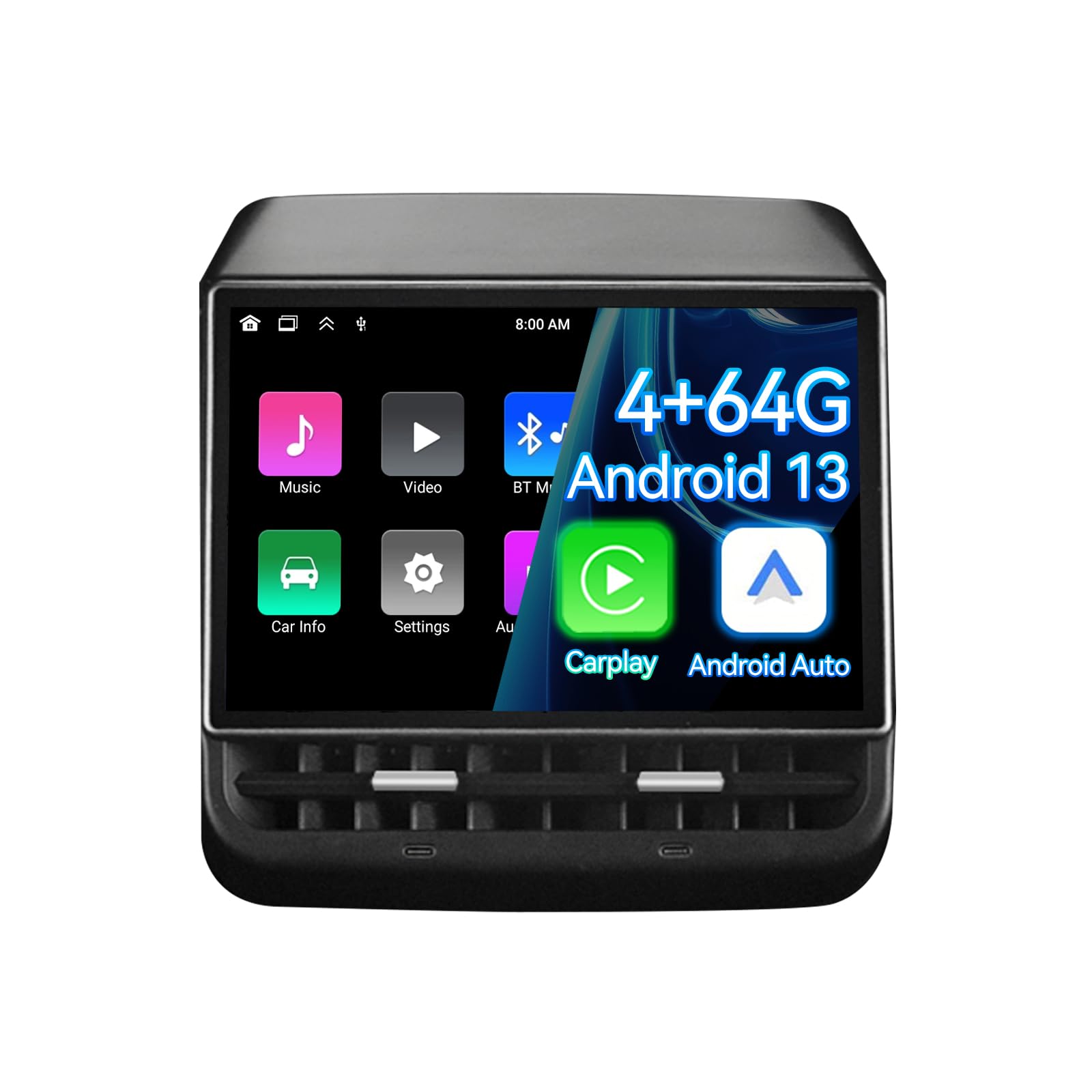 Écran d'affichage arrière de 21,6 cm compatible avec Tesla Model 3 19-23 et Y19-24, Android 13 prend en charge le visionnage de films HD, 4 + 64 G, 8 cœurs, prend en charge le réglage du siège