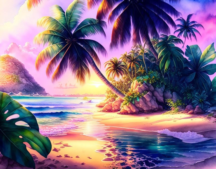 Toile murale tropicale island Meechi 50x70 cm sans cadre