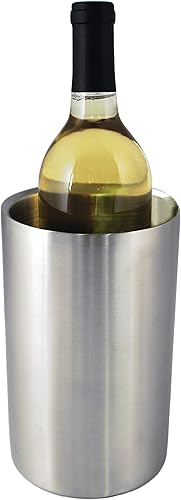 True Enfriador de vino de bodega, enfriador de botellas de acero inoxidable de doble pared, no necesita hielo, se adapta a botellas estándar,