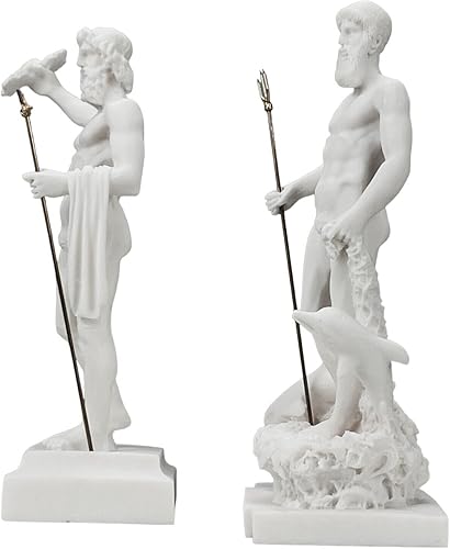 Miniatura 4 de Set Dioses Zeus y Poseidón estatua de mármol fundido griego figura escultura decoración
