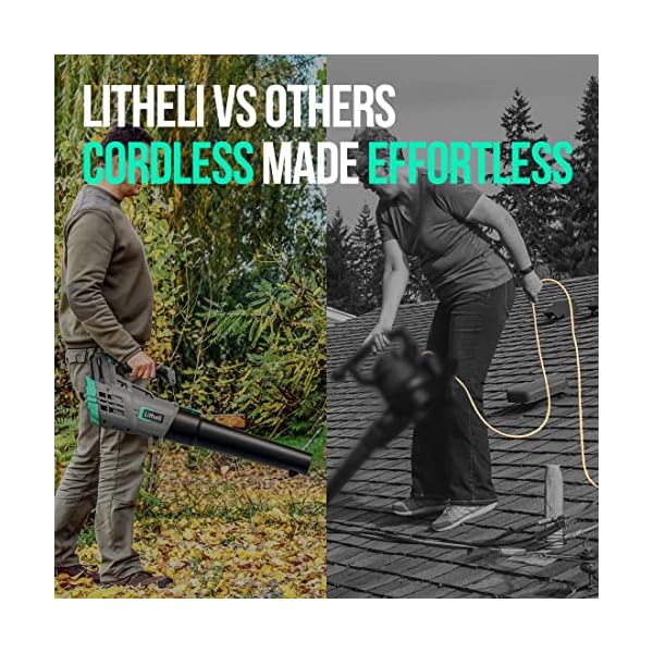 Litheli Cordless Leaf Blower 40V, Battery Leaf Blowers for Lawn Care, Lightweight Axial Blower for Blowing Leaf, Dust, Debris, with 2.0Ah Battery Included - Image 6