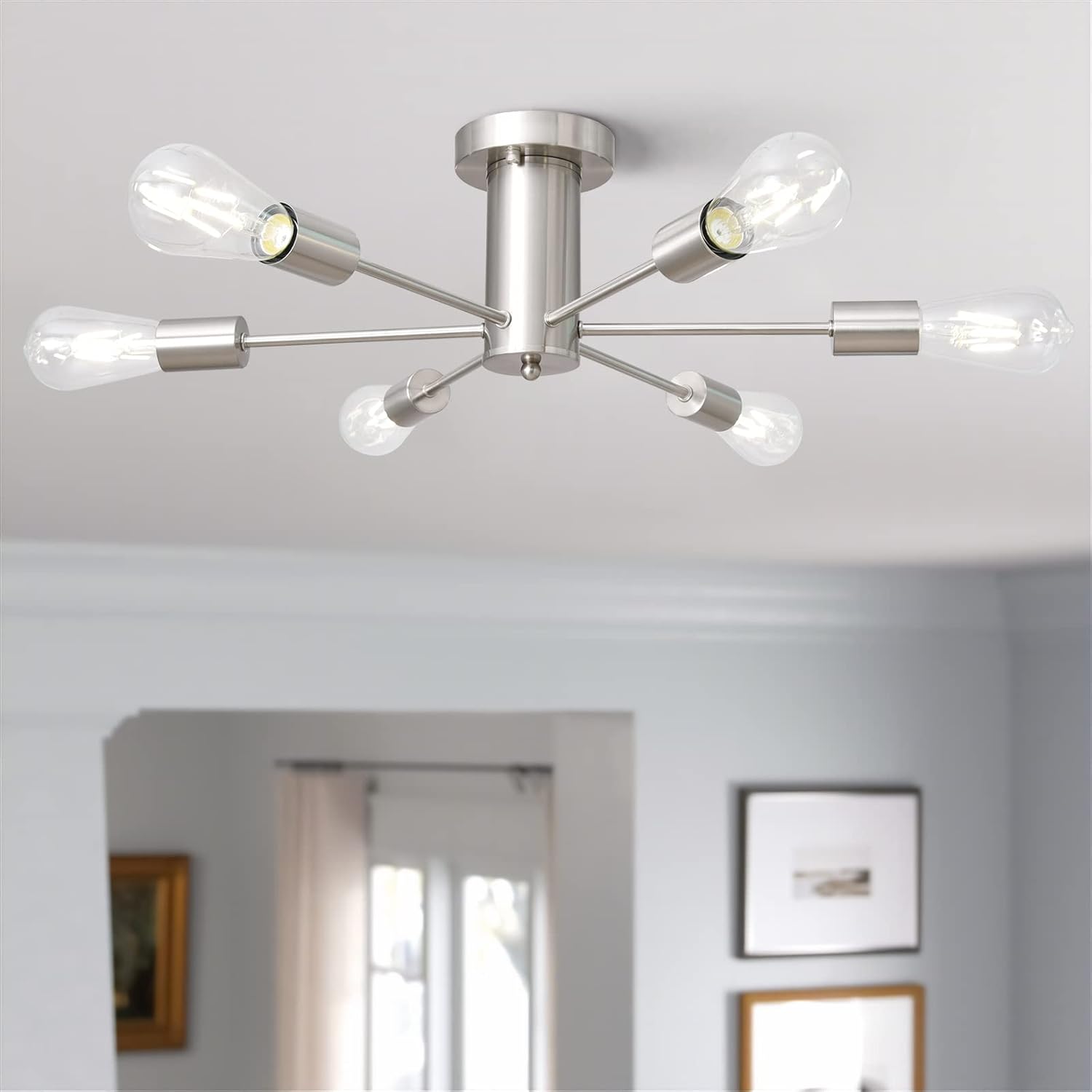 Hot Deals KOSTOMO 6 Lights Nickel Ceiling Light Fixture Mid-Century Sputnik Chandeliers Modern Flush Mount Lights for Kitchen Bedroom Lobby Hallway Dining Room Lighting(Nickel-6Lights) Hot Deals KOSTOMO 6 Lights Nickel Ceiling Light Fixture Mid-Century Sputnik Chandeliers Modern Flush Mount Lights for Kitchen Bedroom Lobby Hallway Dining Room Lighting(Nickel-6Lights)