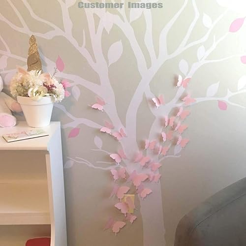 Miniatura 4 de Calcomanías 3D de pared para decorar la casa o la habitación, 24 unidades, se pueden retirar, color rosa