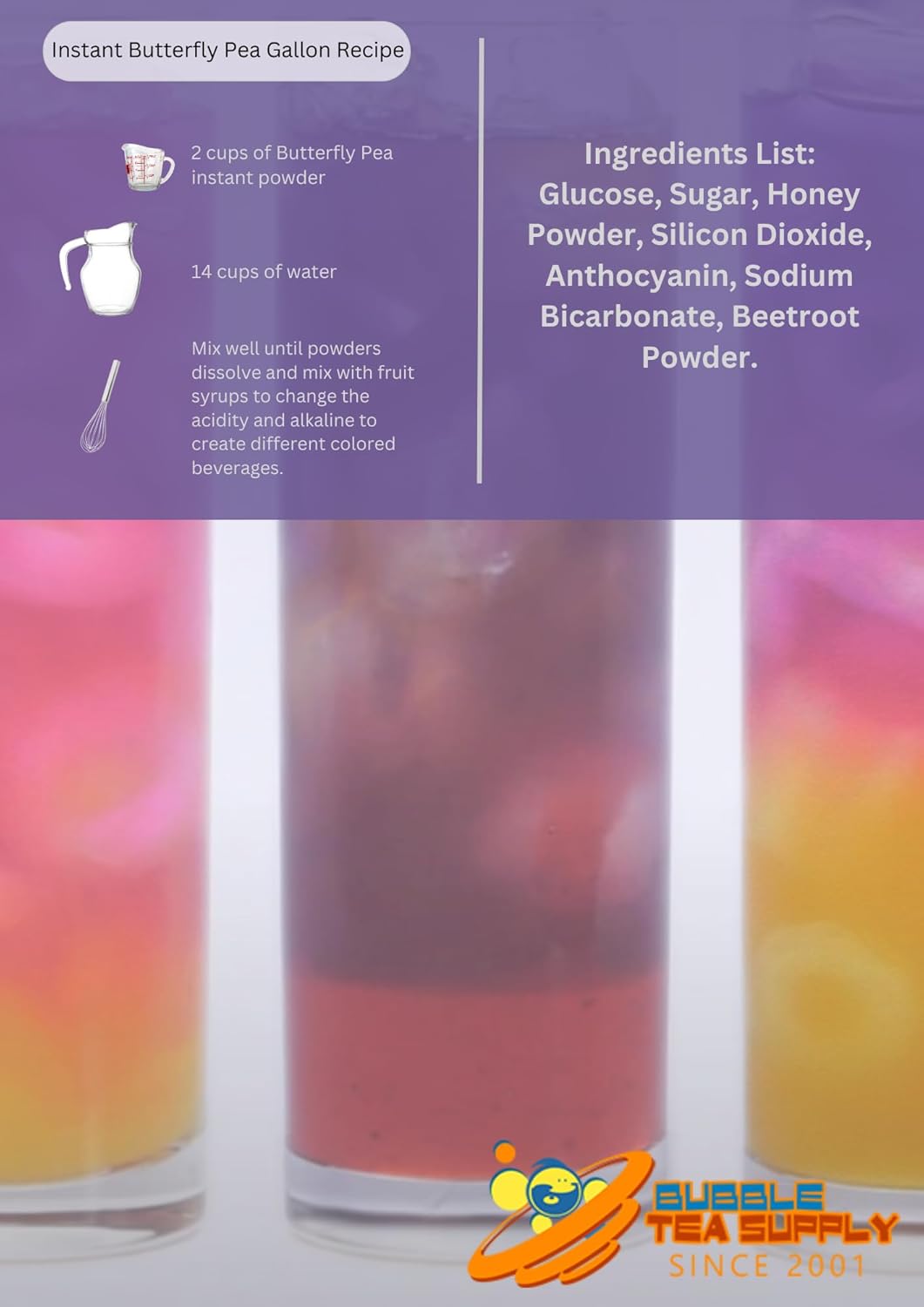 Butterfly Pea Mix for Flavored Boba Bubble Tea Powder for Milk Tea Premium Instant Drink Mix - 2.2 LB bag for 40-45 Servings - Just Add Tapioca Pearls by BUBBLE TEA SUPPLY