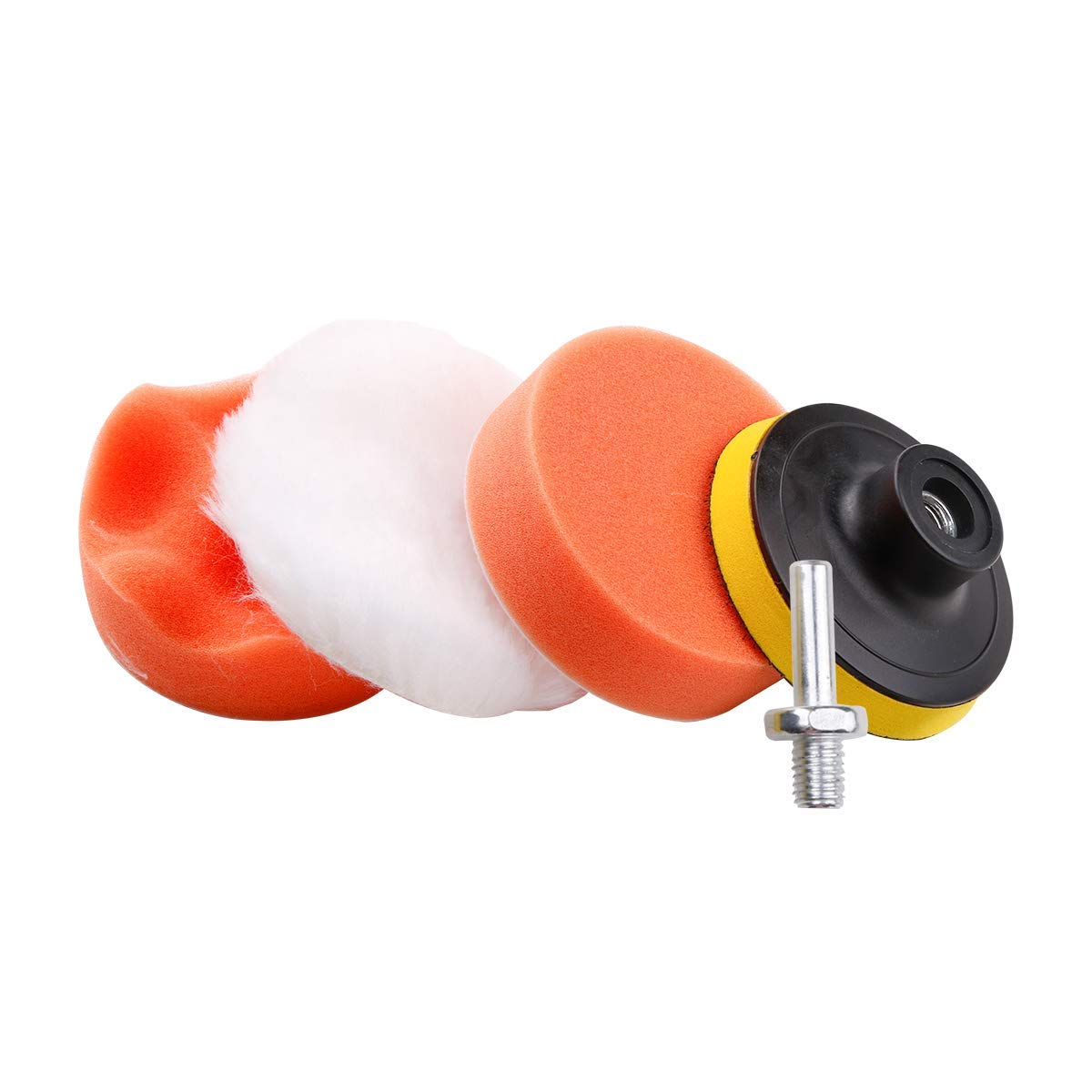 Electomania Buffing Sponge Pads Kit for Car Sanding Polishing Waxing Sealing Glaze (5Pcs, 3 inch), Multicolor