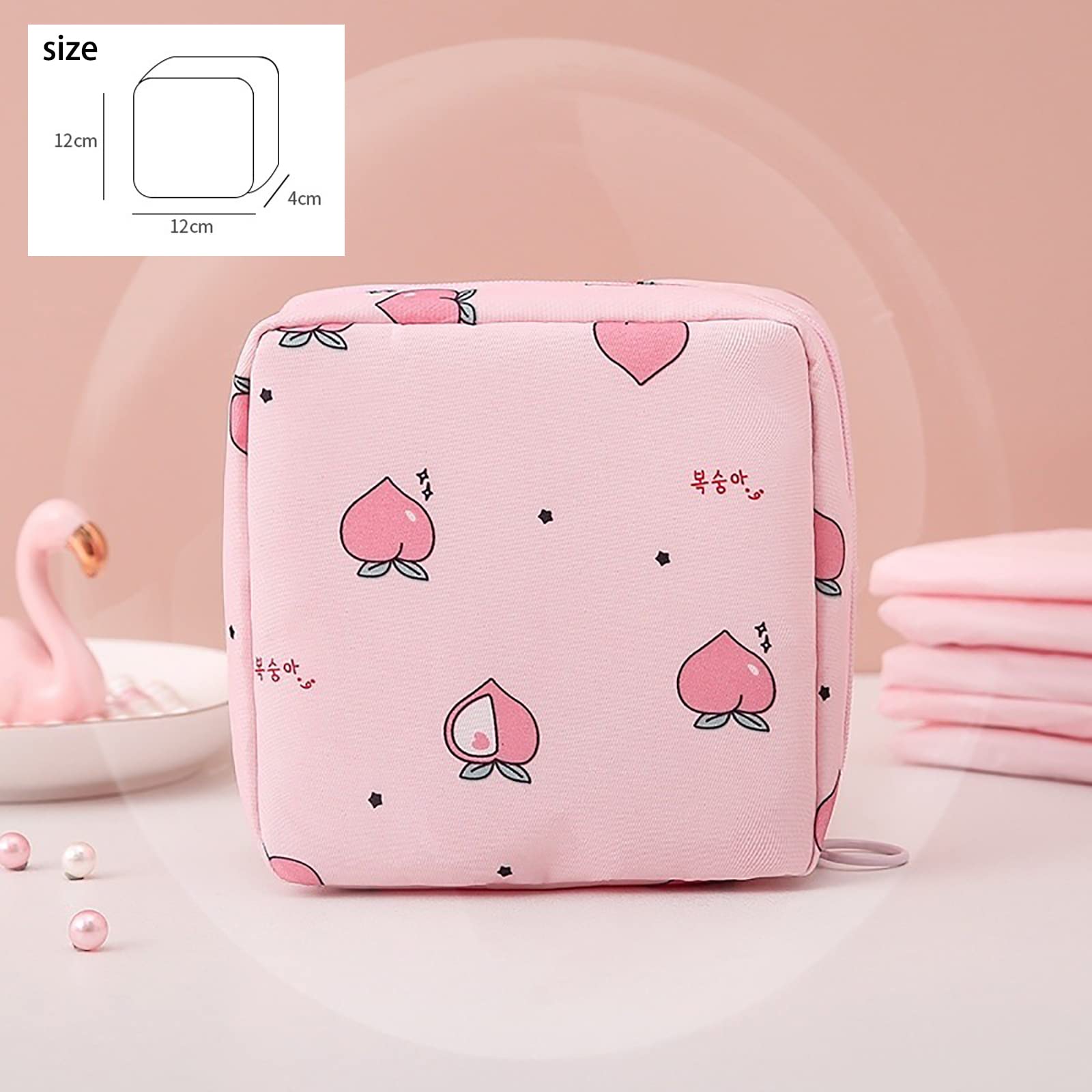 Paquete de 2 bolsas de almacenamiento de servilletas sanitarias, pequeña bolsa de almacenamiento portátil para taza menstrual, bolsa de almacenamiento para enfermería, bolsa de período menstrual apta 6