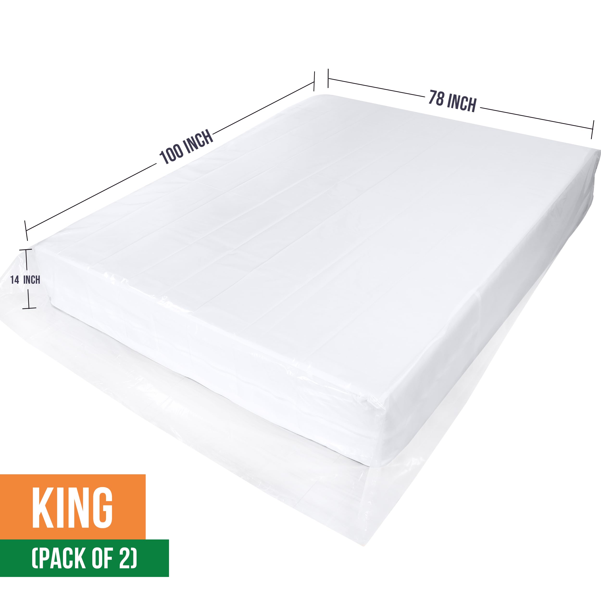 Utopia Home Lot de 2 sacs de matelas pour déménagement et rangement - King size - Housse de matelas en plastique de 4 mm d'épaisseur - Sac de rangement pour matelas