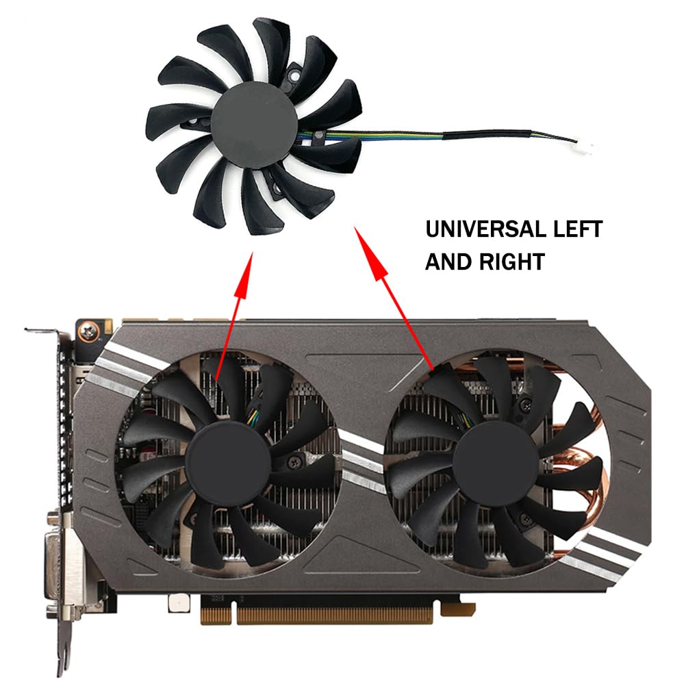 GA81O2U 75mm 12V 0.38A 4 Pin Graphics Card Cooling Fan Replacement for ZOTAC GeForce GTX 970 4GB Gaming Video Card Cooler Fans (A)