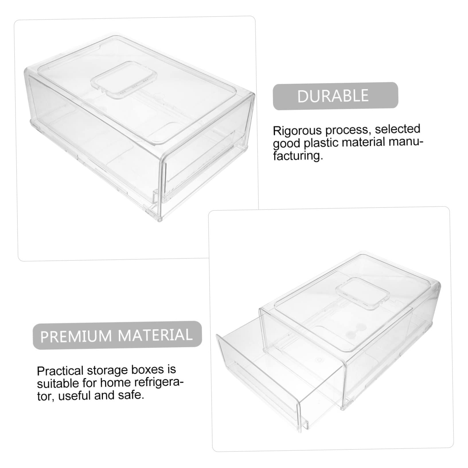 OUNONA Caja de Almacenamiento Blanco Diseño Apilable y Extraíble Tipo Cajón de Plástico para Organizar Frutas y Alimentos Hogar para Frigorífico