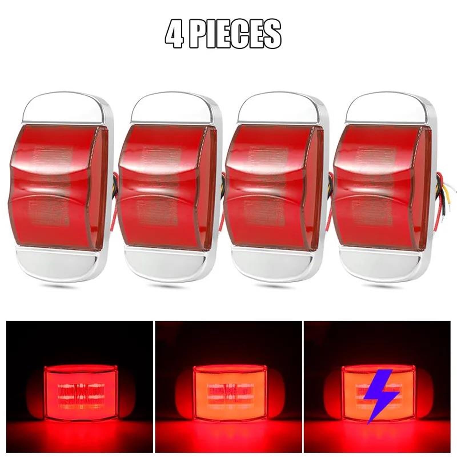 Indicador Intermitente Espejo Retrovisor Lámpara Gálibo LED Luces Indicadoras Advertencia Posición Lateral Traseras Para Remolques Camiones Caravanas(4pcs Red)