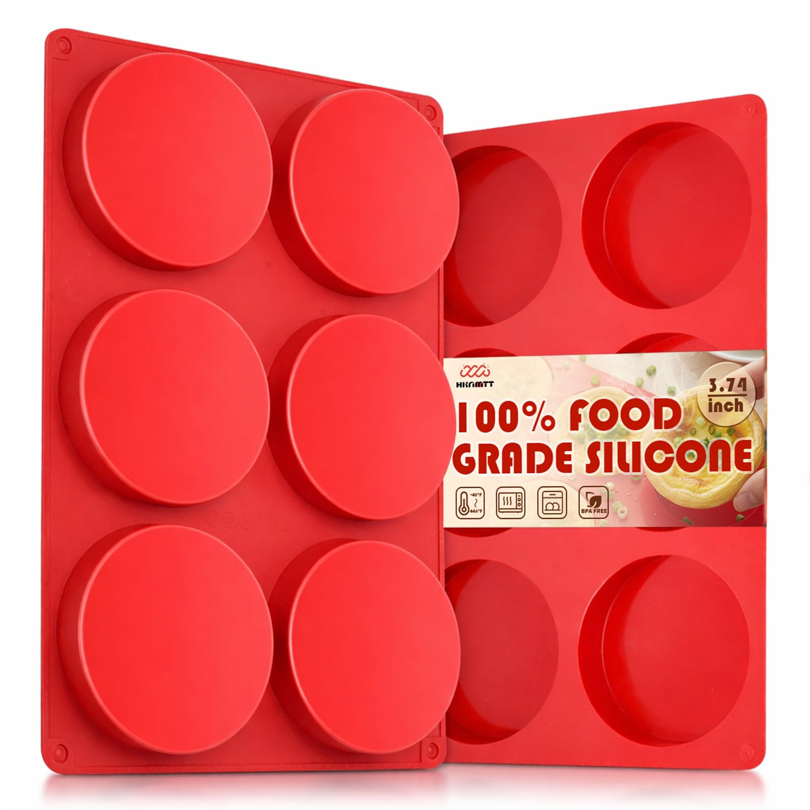 HKNMTT 2Pcs Muffin Top Pans 12-Cavtiy Round Silicone Egg Molds for Baking