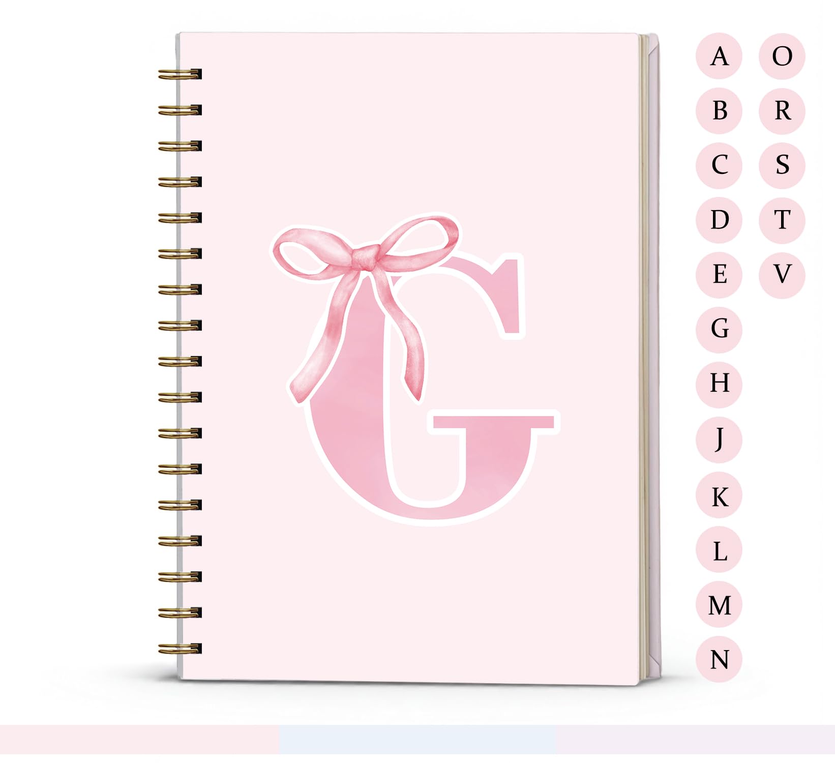 foedor Pink Bow Journal Notebook for Girls,Initial G Journals Personalized Diary Gifts for Teen Girl Kids,Monogrammed Gifts for Women,Trendy Coquette