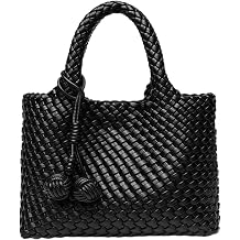 Woven Tote Bag for Women,Shoulder Crossbody Handbag with Top Handle & Small Purse Handmade Braided Hobo Bag