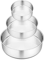 Vista 9 de P&P CHEF Juego de 3 moldes redondos de 8 pulgadas + 9.5 pulgadas + 11 pulgadas para hornear, de acero inoxidable para desmalezar cumpleaños