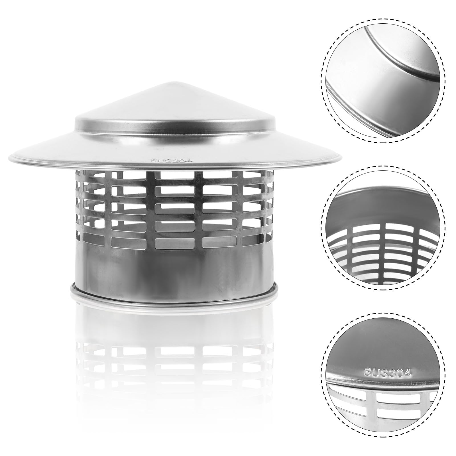 Sombrerete de Ventilación para Techo de 110 MM en Acero Inoxidable 304, Cubierta para Conductos de Humo y Sistema de Escape en Espacios Residenciales