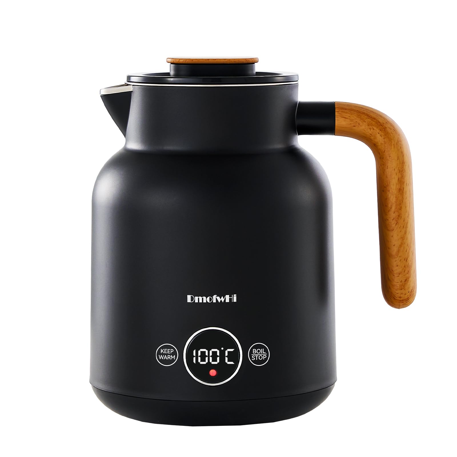 DmofwHi Bouilloire Electrique Inox 1L, 1000 W, Affichage Numérique, 5 Niveaux de Température, Fonction de Maintien au Chaud 4H, Double Paroi, Idéale pour le Café et le Thé au Bureau – Noir