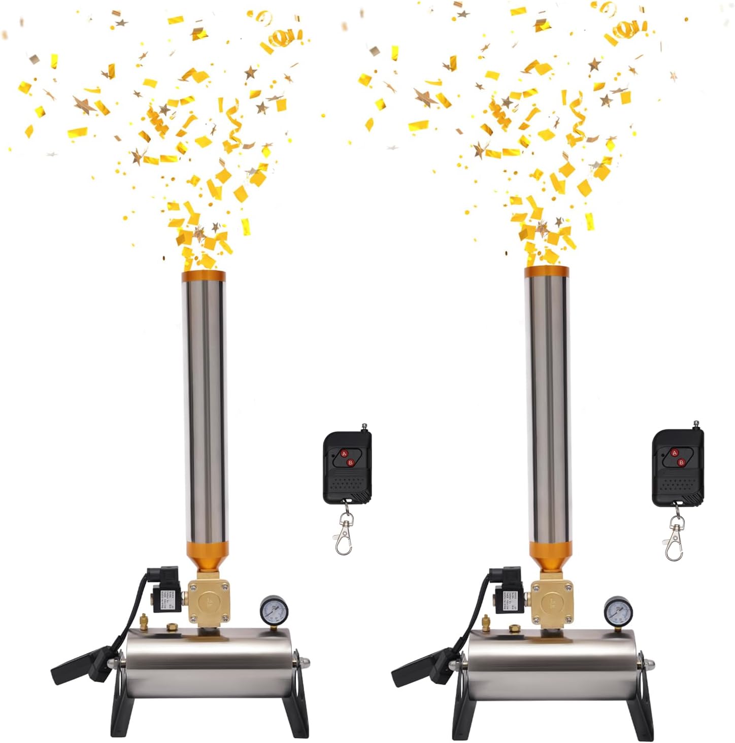 2 PCS Confetti Machine 110V 150W Confetti Salute Machine Professional Confetti Launcher Cannon Machine w/Remote Adjustable Angle Confetti Salute Machine for Concerts Stage Weddings Parties Events