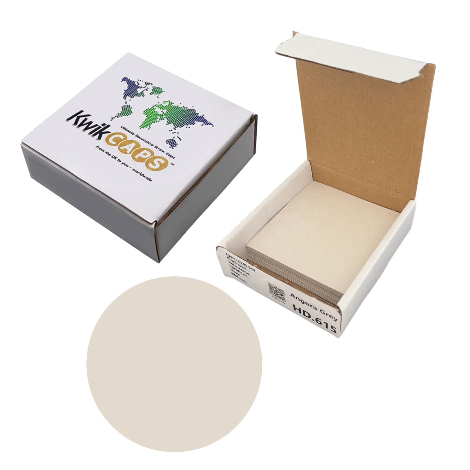 KWIKCAPS 14mm Screw Covers - Egger U705 ST9 Angora Grey x 625