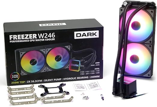 Dark AquaForce W246 240mm 2x12cm FRGB LED Fan + Pump Intel & AMD Compatible Liquid Cooling System (DKCCW246)