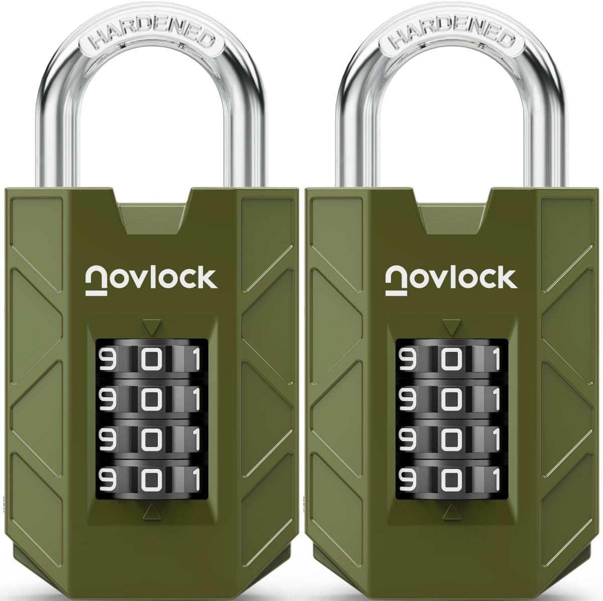 Gym Locker Lock, Indoor & Outdoor 4-Digit Combination Padlock | Weatherproof, Easy-to-Read Dials, Sturdy, Hardened Steel Shackle, for Lockers, Cabinets, Sheds & Gates, 2-Pack, Green