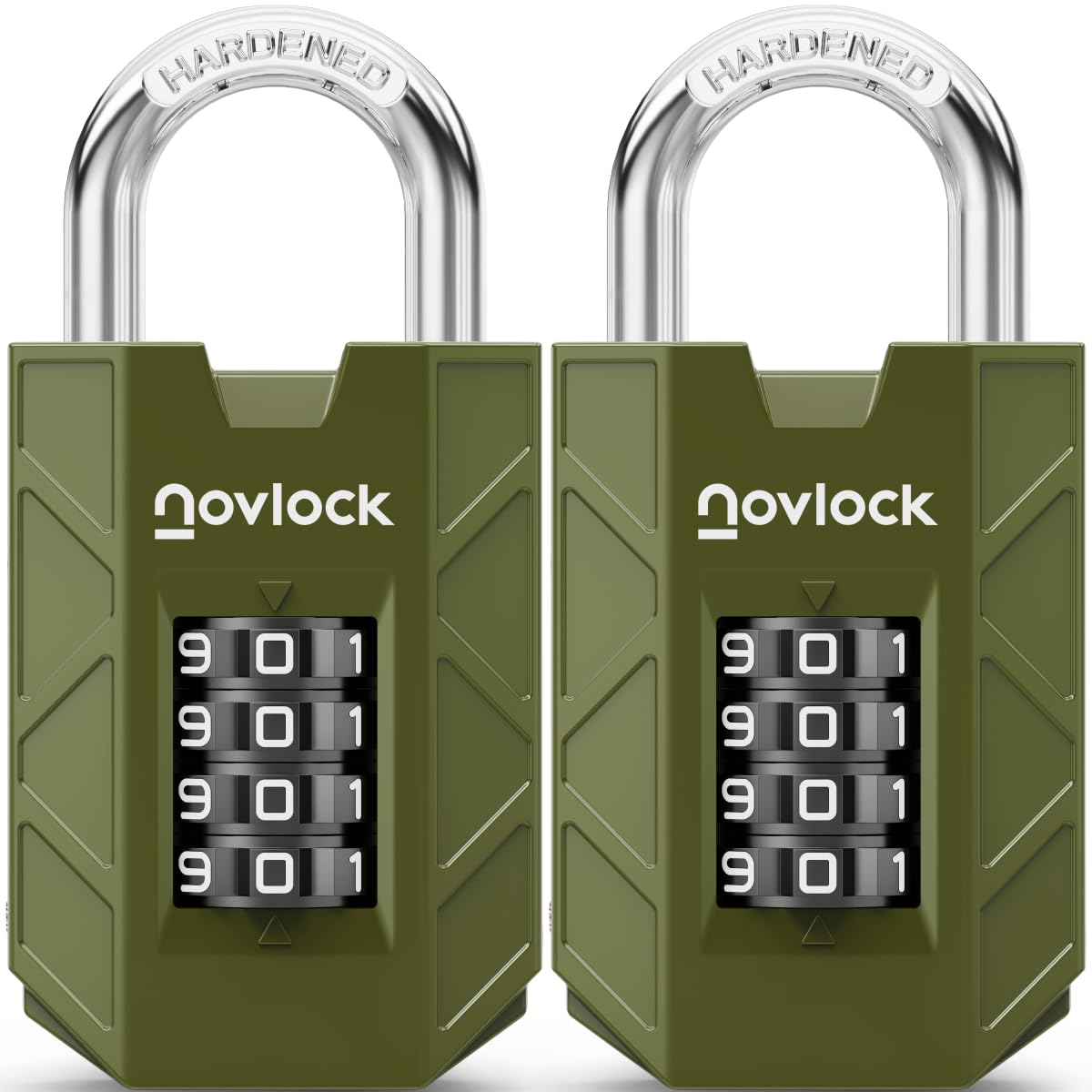 NOVLOCK Combination Padlocks – Sturdy & Secure 4-Digit Locks with Code for Gym, School & Work Lockers, Cabinets, Toolboxes, Sheds & Fences – 2-Pack, Green