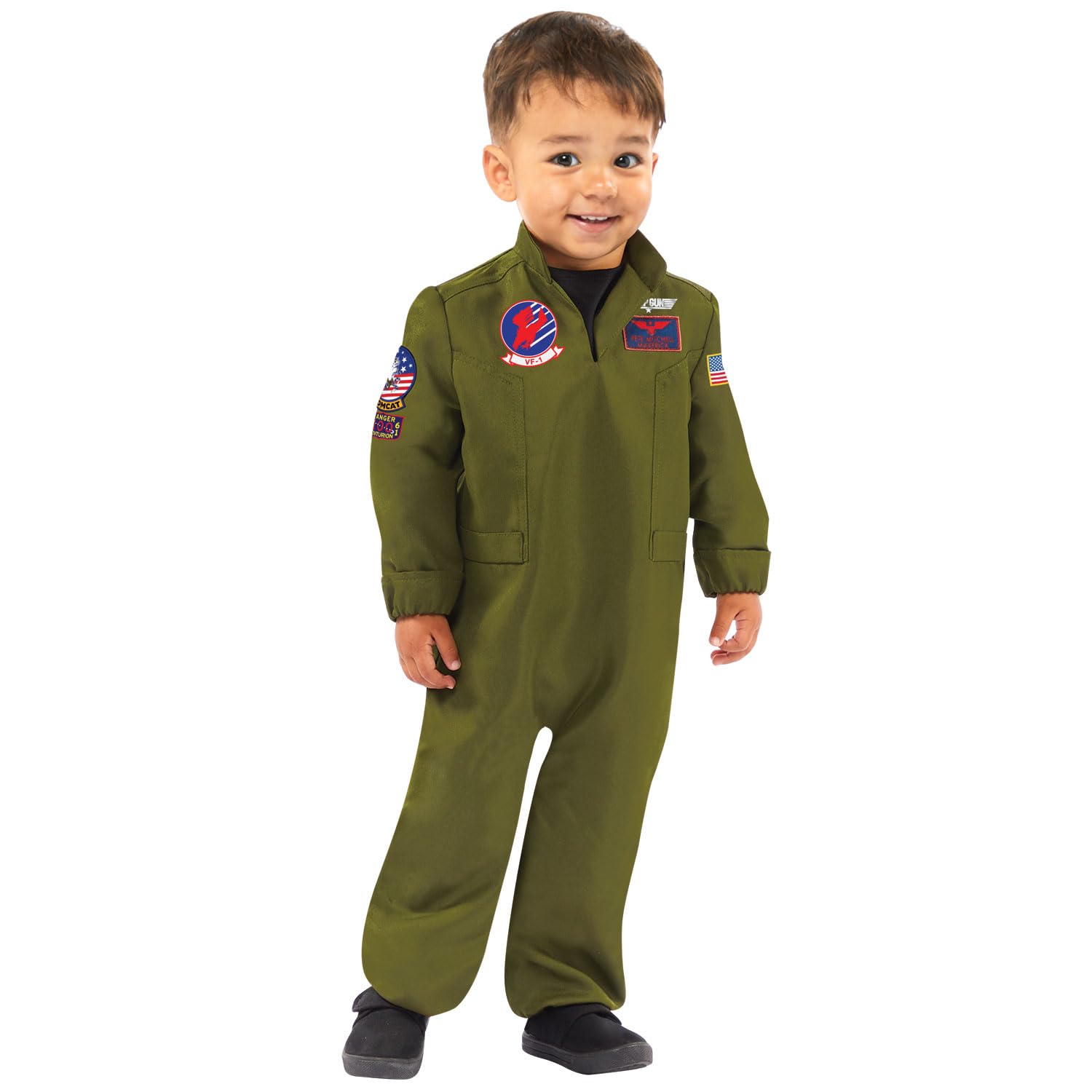amscan 9913301 Toddler Top Gun Maverick Pilot Jumpsuit Fancy Dress Pilot Costume Aviator Cruise (6-12 Months)