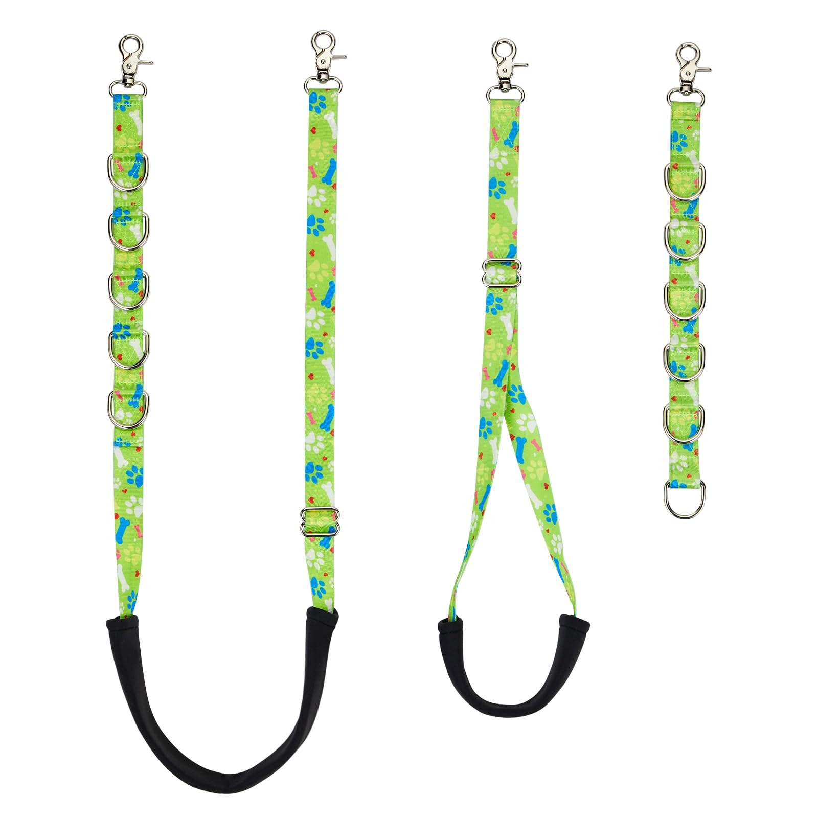 FURSDOLY Dog Grooming Belly Straps - Pet Dogs Grooming Belly Band Dog Grooming Table Arm Accessories Cute Paw and Bone Pattened for Pets Salon (Green, Pattern-1)