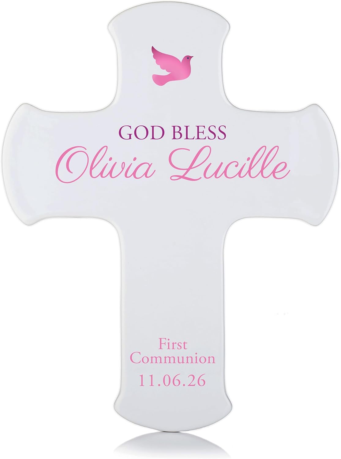 Lifetime Creations First Communion Wall Cross: Personalized 1st Communion Gifts for Girls, Primera Comunion, First Holy Communion Gifts, 9" Pink Porcelain Cross
