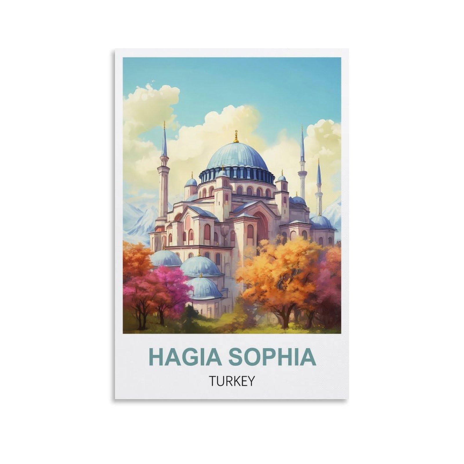 Fuudang Unframe-Style Hagia Sophia Turkey Vintage Travel Poster 08X12inch(20X30cm) Canvas Art Poster And Wall Art Picture Print Modern Family Bedroom Decor Posters