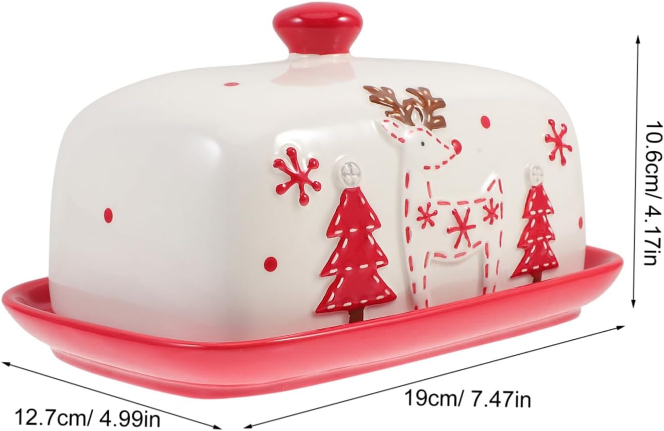 Ceramic Butter Dish with Lid Butter Container with Cover for Freshness for Kitchen Countertop Easy to -resistant