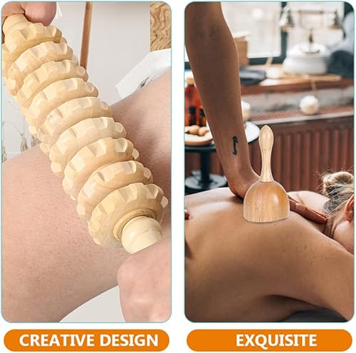 Miniatura 6 de Healifty 4 in 1 WoodTherapy Massage Tools, LymphaticDrainage Massager Maderoterapia Kit, Body Gua Sha, Roller, Rope Massage Tools for Relaxing
