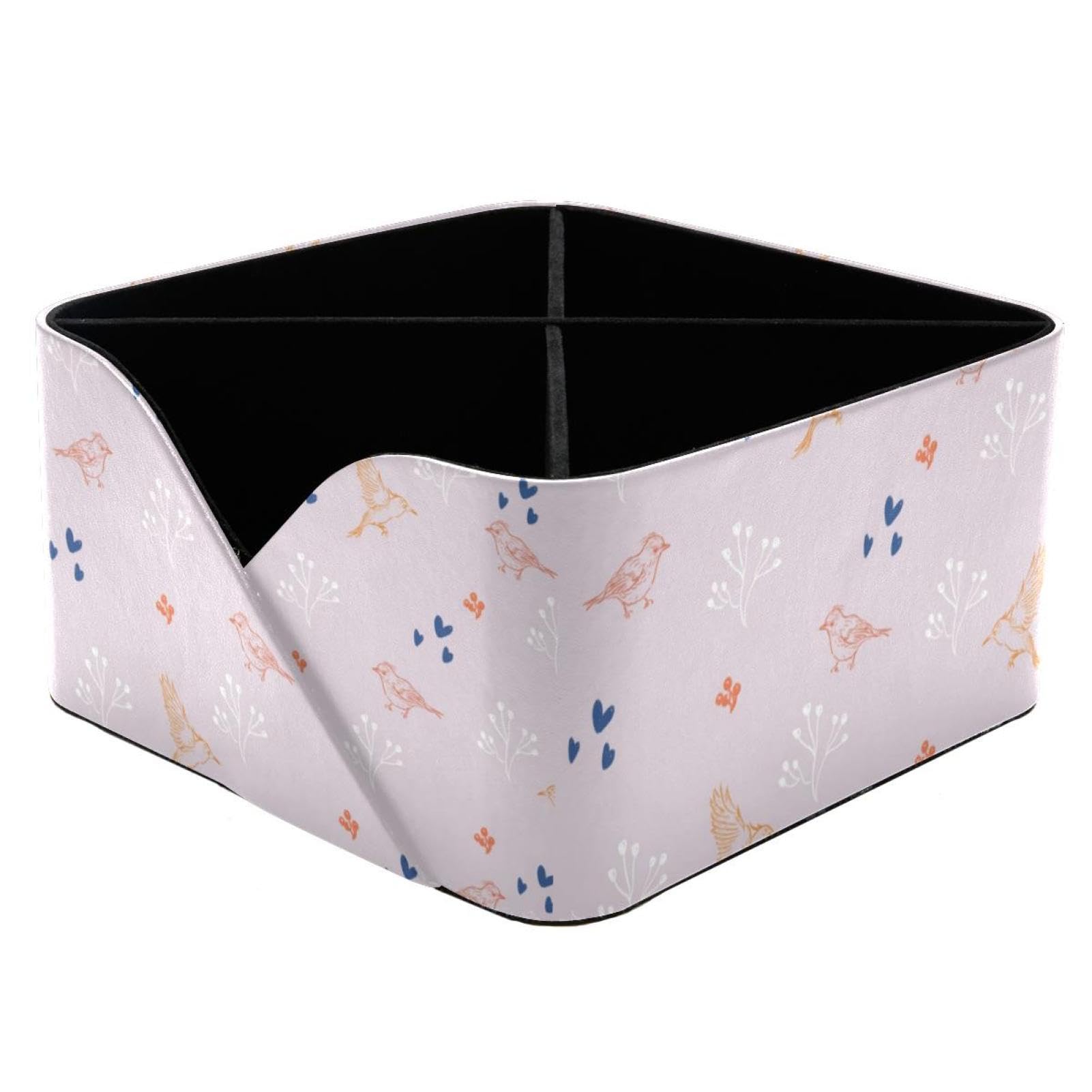 Boîte de rangement oiseaux et fleurs pour cacher le désordre sur le bureau