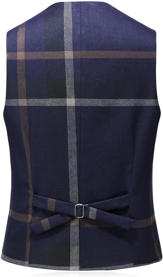 Mens Suits 3 Piece Check Plaid Suit Single Breasted One Button Jackets Formal Dress Party Prom Tuxedo Suits Blazer Set