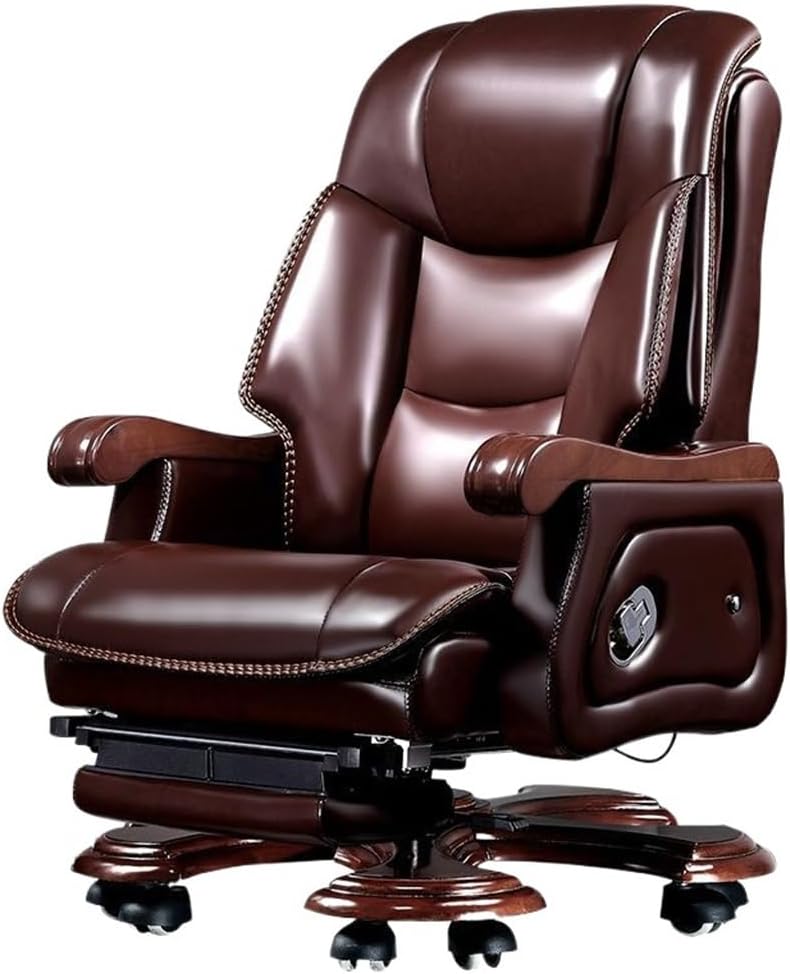 Boss ChairBusiness Presidents Office ChairMassage ChairSolid Wood Reclining Computer Chair for Home Use