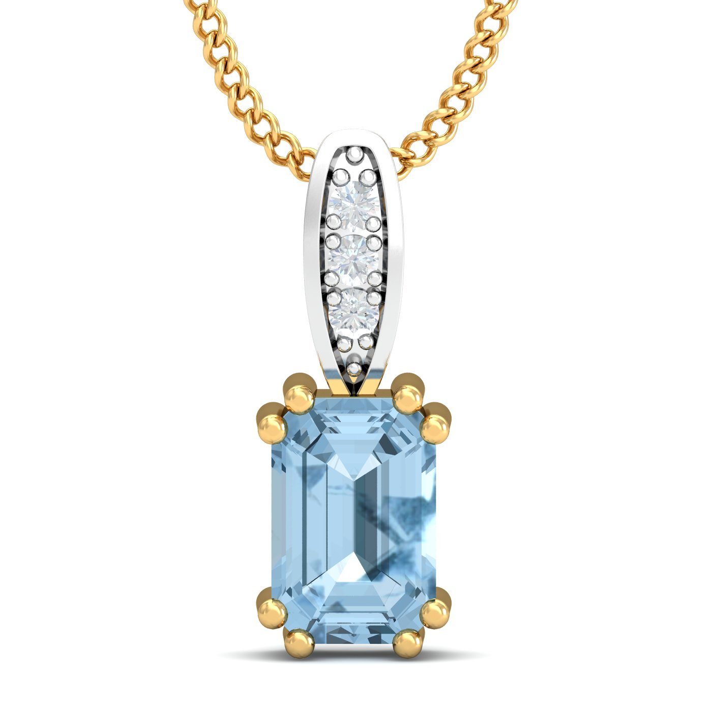 14KT Yellow Gold Meridian Topaz Blue Pendant for Women-image-13