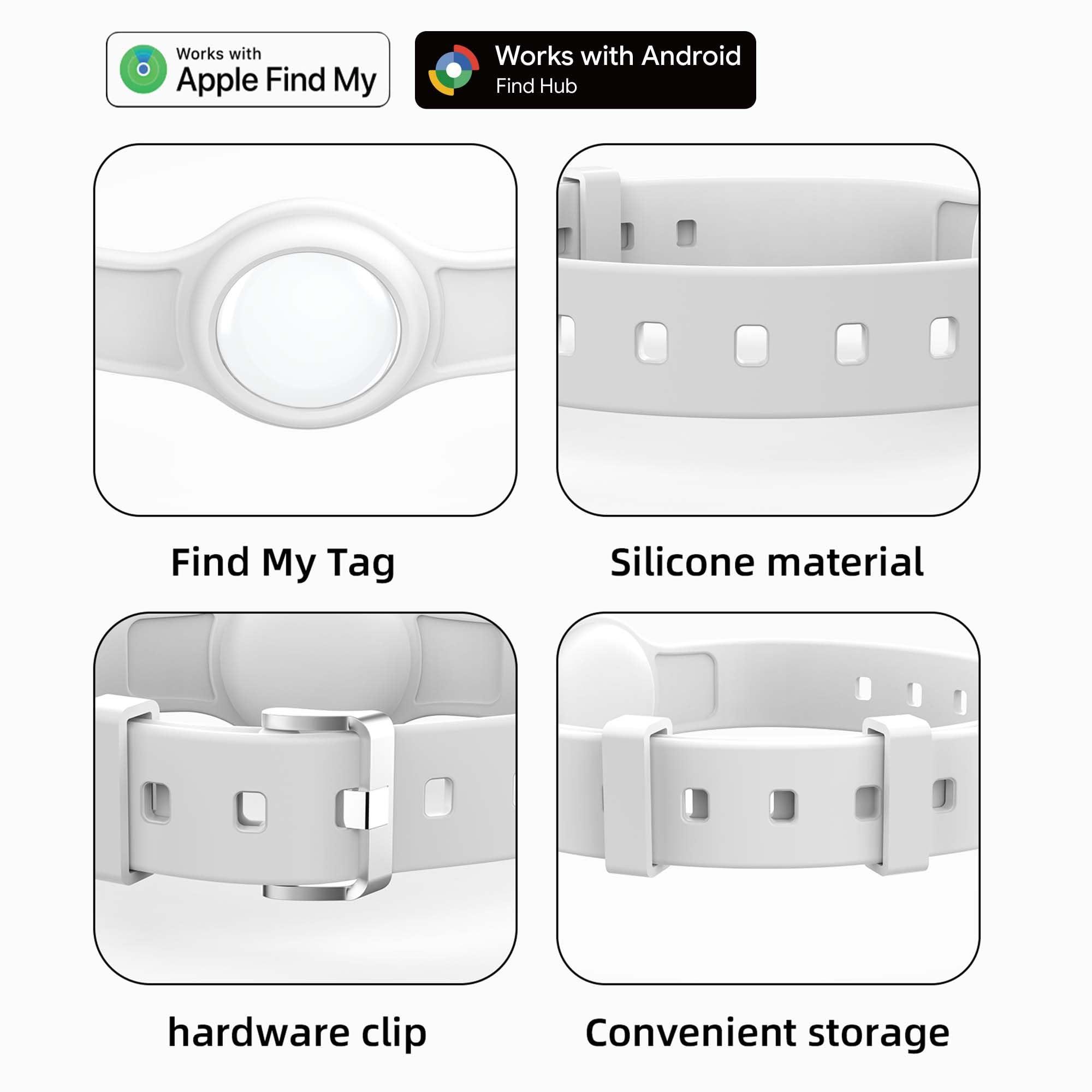All-in-One AirTag Dog Collar with Holder: SEVEN SWAN Waterproof GPS Dog Tracker - Adjustable Silicone Pet Tracking Collar for Apple Find My & Google Find Hub - Fits 3.2” to 14” Neck - image 6