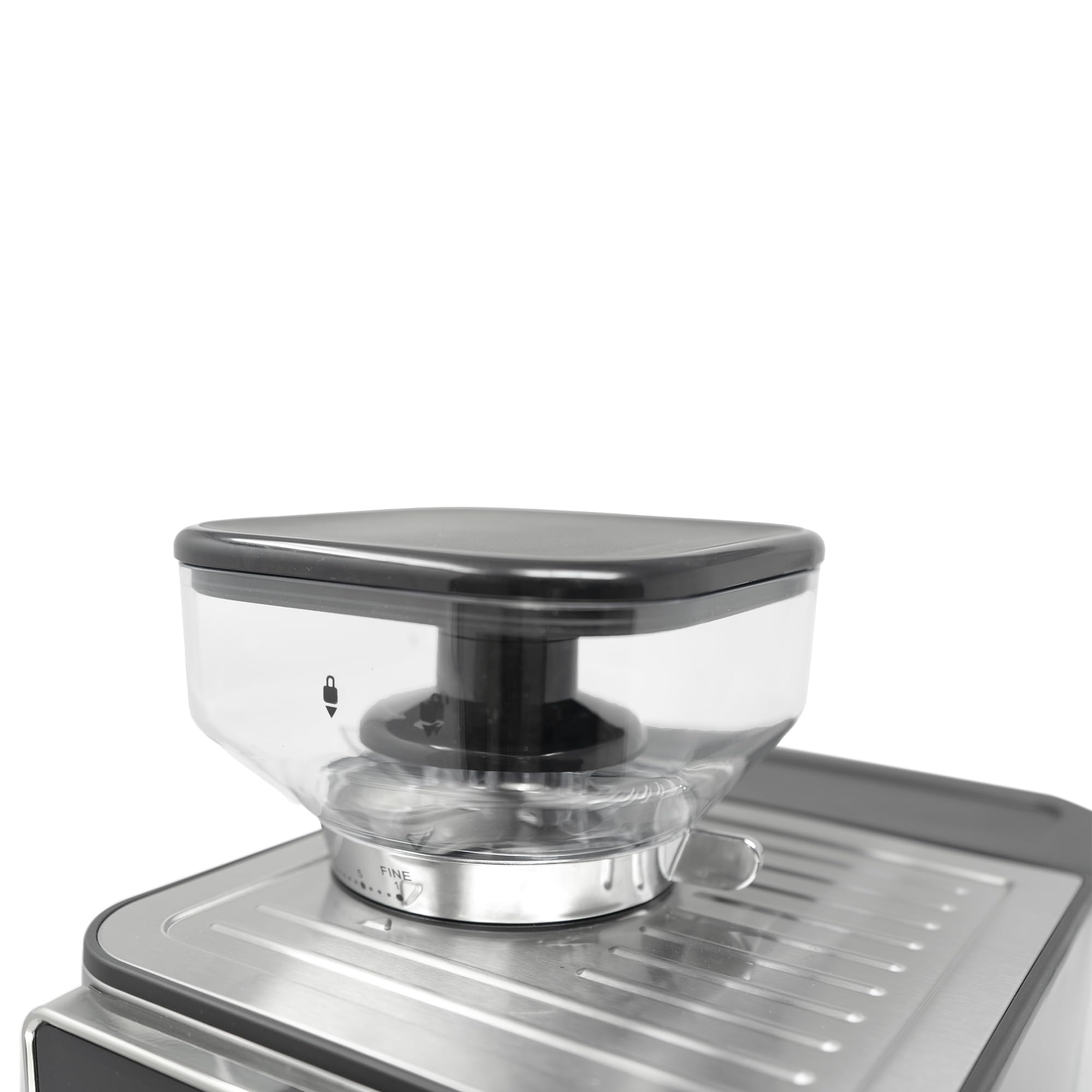 Jocca - Cafetera Espresso Semiautomática 20 Bar con Molinillo, Pantalla Táctil, 22 Niveles de Molienda, Vaporizador, Depósito 1,3L, 1450W, Acabado en cromado Acero Inoxidable