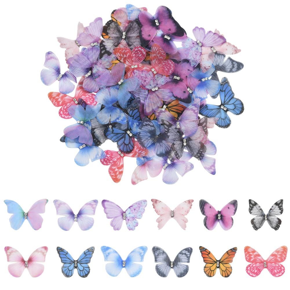 Yayatty 36 Pièces Patchs Broderie Fleur Organza Dentelle - Blanc Bleu Rose Pour Couture Mariage DIY