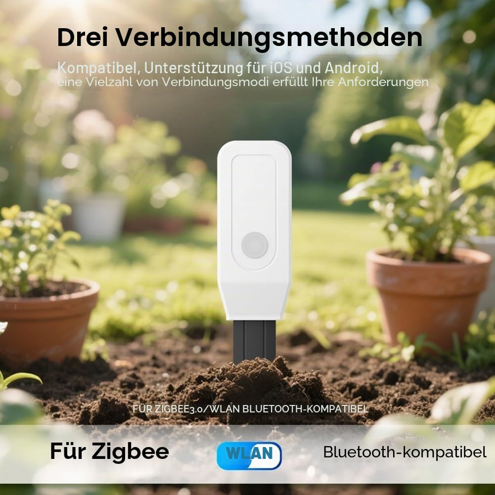 Bodenfeuchtigkeitssensor, WLAN-Hygrometer, Feuchtigkeitssensor, Fernüberwachung von Mobiltelefonen, für Hof, Bauernhof, Garten, Rasenpflanzen, Innen- und Außenbereich, 18 x 3,5 x 2,4 cm (WLAN)