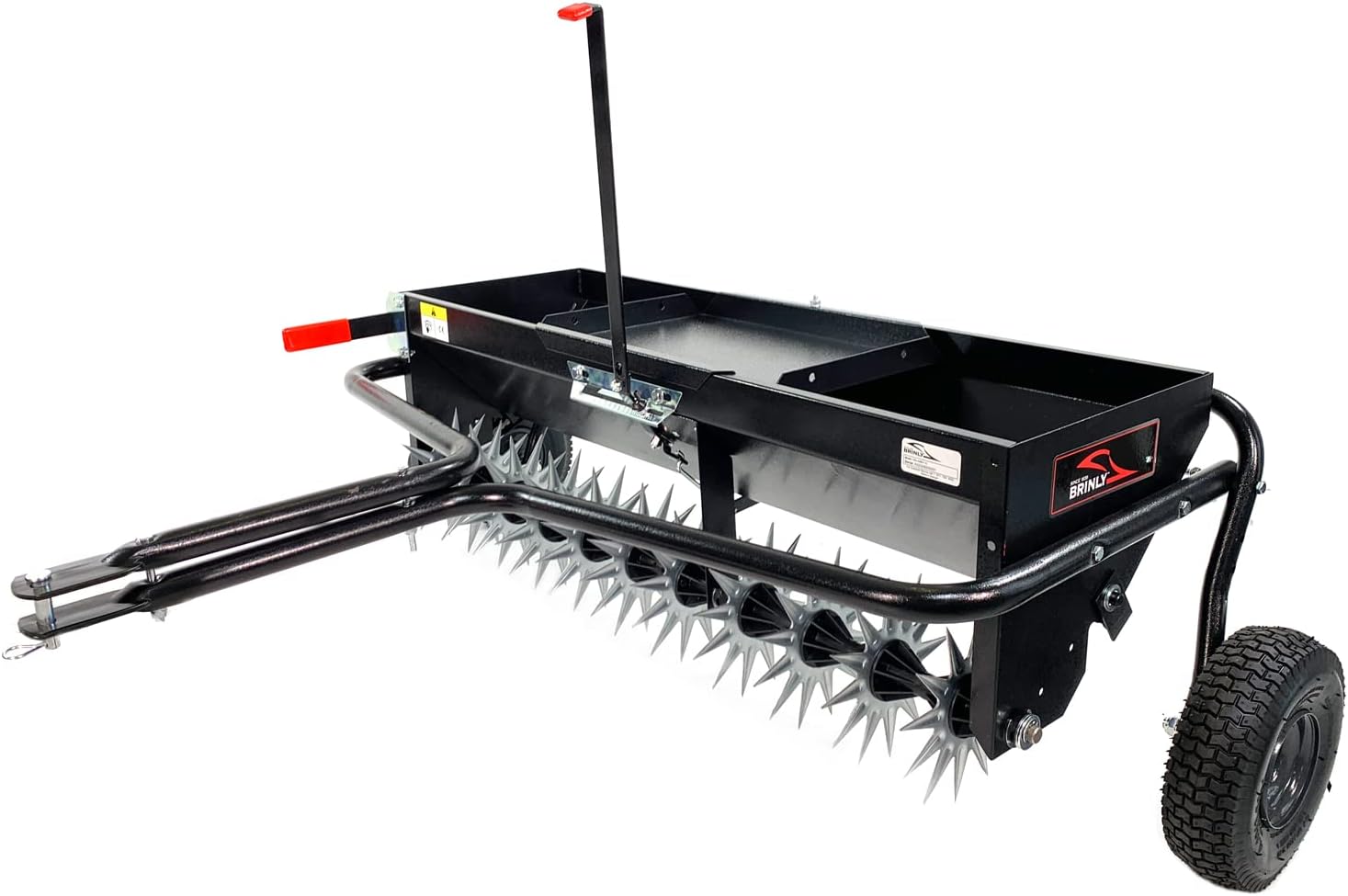 Brinly Tow Behind Combination Aerator Spreader with Weight Tray, 40-Inch, Flat Black